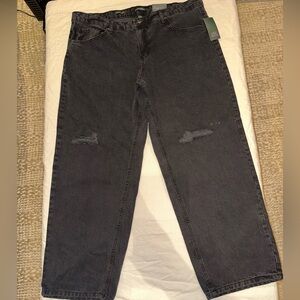 wild fable Mid-rise 90s Relaxed Straight Black Wash Jeans Women Sz 16 NWT Rigid